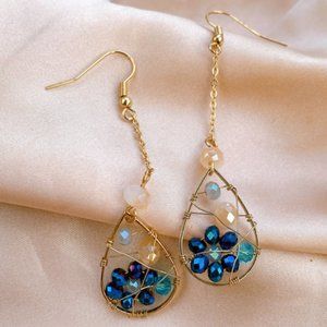 Water Drop Long handmade Glass Earrings
